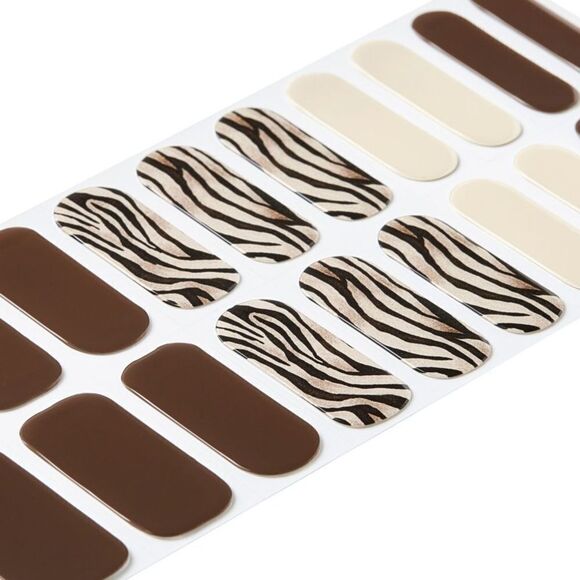 ⭐️nailog Semi Cured Gel Nail Strips Brown/Creamy White/Zebra Print-20 pcs⭐️ - Picture 5 of 9